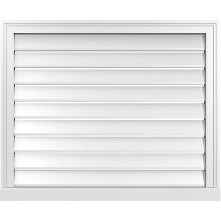 Ekena Millwork Vertical Surface Mount PVC Gable Vent: Functional, w/ 2"W x 2"P Brickmould Sill Frame, 34"W x 28"H GVPVE34X2803SF